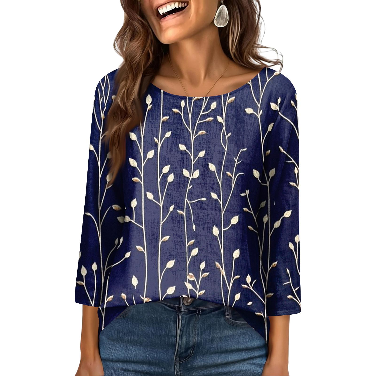Women s Fashionable Casual Round Neck 3/4 Sleeve Printed T-Shirt Top S Темно-синій
Women s Fashionable Casual Round Neck 3/4 Sleeve Printed T-Shirt Top S Темно-синій