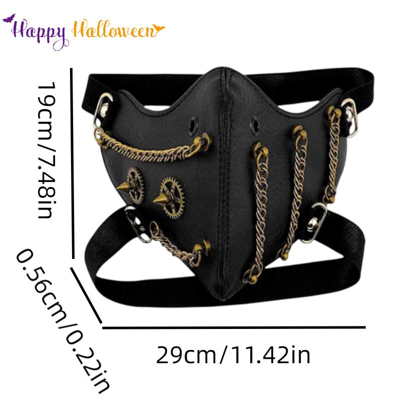 Mask Cyberpunk Black Pu Leather Steampunk Chain Link Halloween Party Accessories
Mask Cyberpunk Black Pu Leather Steampunk Chain Link Halloween Party Accessories