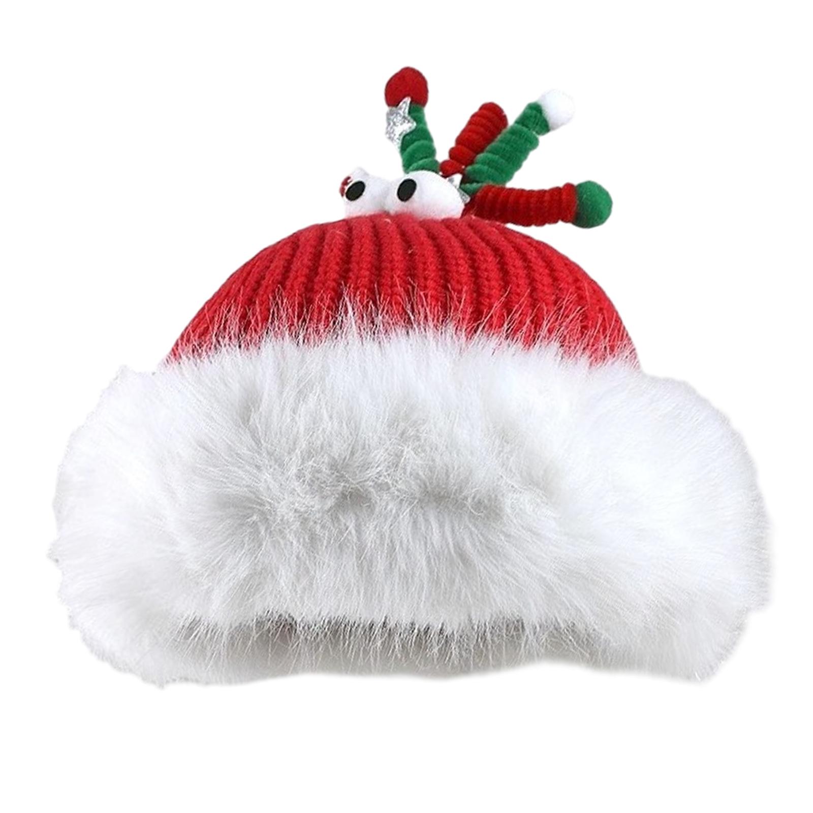 Рождественская толстая плюшевая шапка-бини для праздника, шапка с оленьими рогами для взрослых девушек, шапка с помпоном, реквизит для вечеринки, фестивальная шапка 4