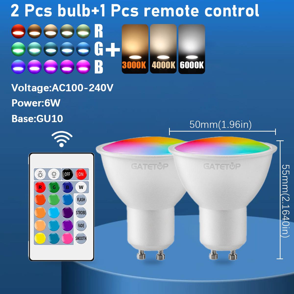2pcs RGB Bulb E27 B22 E14 GU10 LED Multicolor light 16 Colors 220V 110V Smart lighting Dimmable 24 Key Remote Control Lamp AC100-240V&Yes&RGB 6000K
2pcs RGB Bulb E27 B22 E14 GU10 LED Multicolor light 16 Colors 220V 110V Smart lighting Dimmable 24 Key Remote Control Lamp AC100-240V&Yes&RGB 6000K