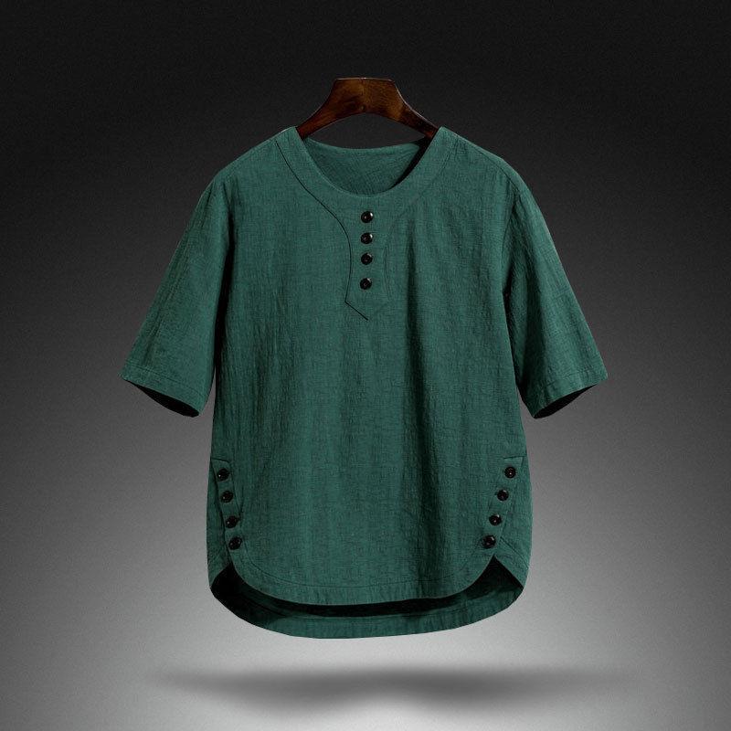 Men s Short Sleeve Linen Five Sleeved Trendy Slim Lightweight Vintage Cotton Linen Middle Aged T-Shirt M зелений
Men s Short Sleeve Linen Five Sleeved Trendy Slim Lightweight Vintage Cotton Linen Middle Aged T-Shirt M зелений