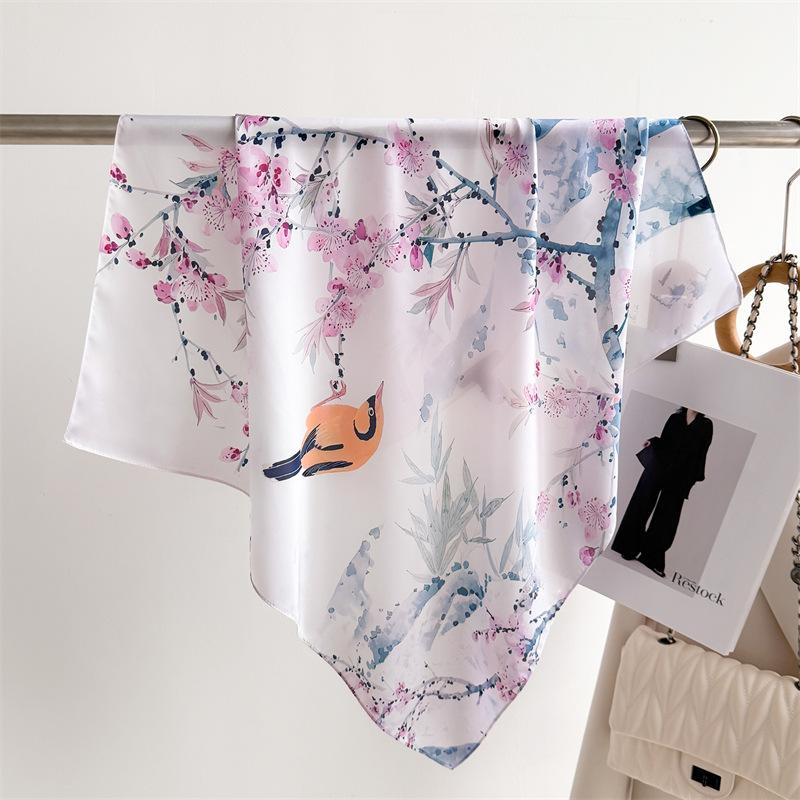 New Flowers Birds Print Shawl Square Scarf for Women Satin Fashion Wraps Neckerchief Female Hair Bands Ribbon Headband Bandana 70x70CM
New Flowers Birds Print Shawl Square Scarf for Women Satin Fashion Wraps Neckerchief Female Hair Bands Ribbon Headband Bandana 70x70CM