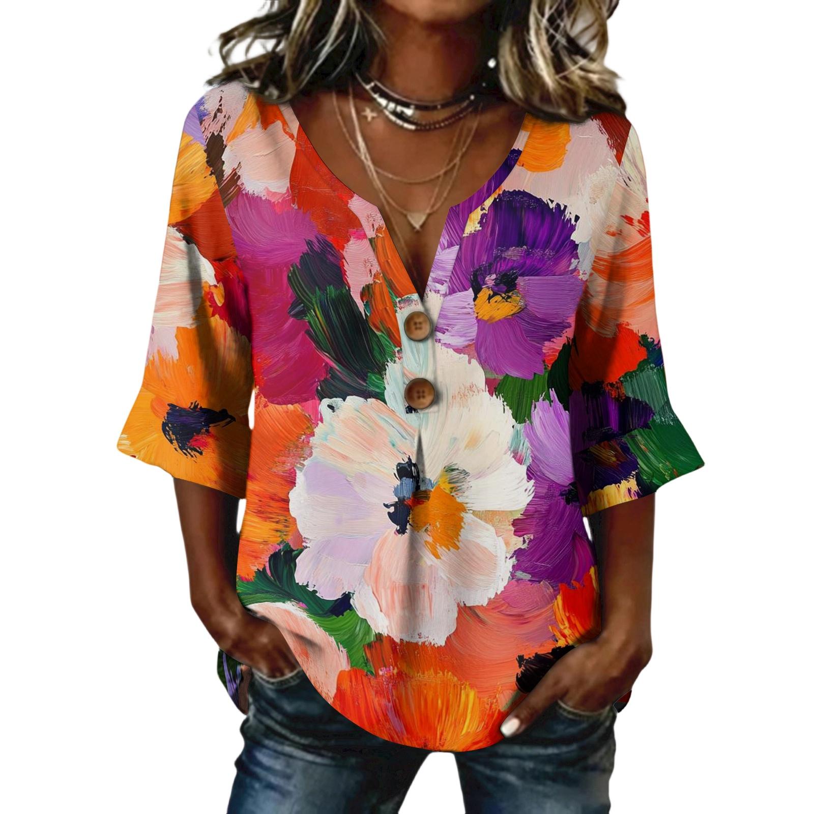 Ladies floral print button casual V-neck fashionable seven quarter sleeve top XL шафрановий
Ladies floral print button casual V-neck fashionable seven quarter sleeve top XL шафрановий