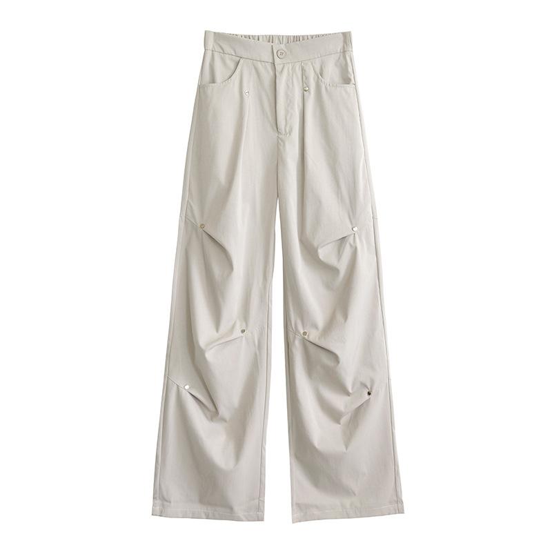 Neutral Style Wrinkle Metal Round Nail High-waist Work Pants for Women In Autumn Loose Slim and Slightly Flared Casual Trousers S
Neutral Style Wrinkle Metal Round Nail High-waist Work Pants for Women In Autumn Loose Slim and Slightly Flared Casual Trousers S