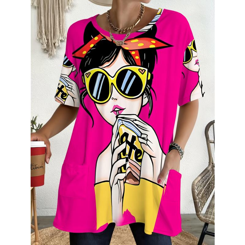 Women s plus size short sleeved T-shirt - full body printed cute coffee cup pattern, round neck casual summer top 1XL
Women s plus size short sleeved T-shirt - full body printed cute coffee cup pattern, round neck casual summer top 1XL