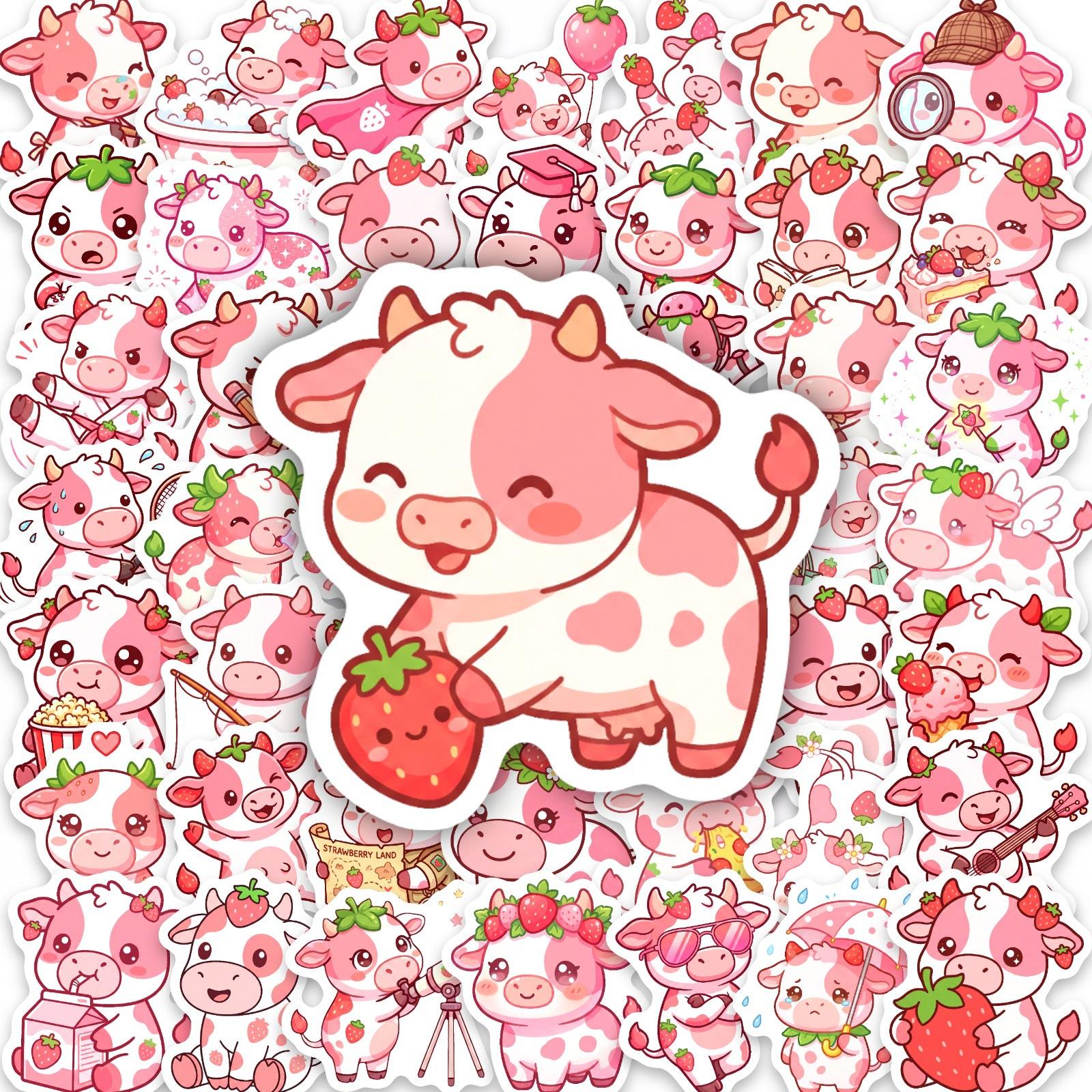 50 Pink Strawberry Cow Sticker Set Cartoon Cute Calf Water Cup Skateboard Decoration Waterproof Self-Adhesive Sticker
50 Pink Strawberry Cow Sticker Set Cartoon Cute Calf Water Cup Skateboard Decoration Waterproof Self-Adhesive Sticker