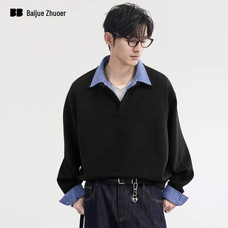 Men s Faux Two-Piece Shirt Collar Pullover Sweatshirt L
Men s Faux Two-Piece Shirt Collar Pullover Sweatshirt L