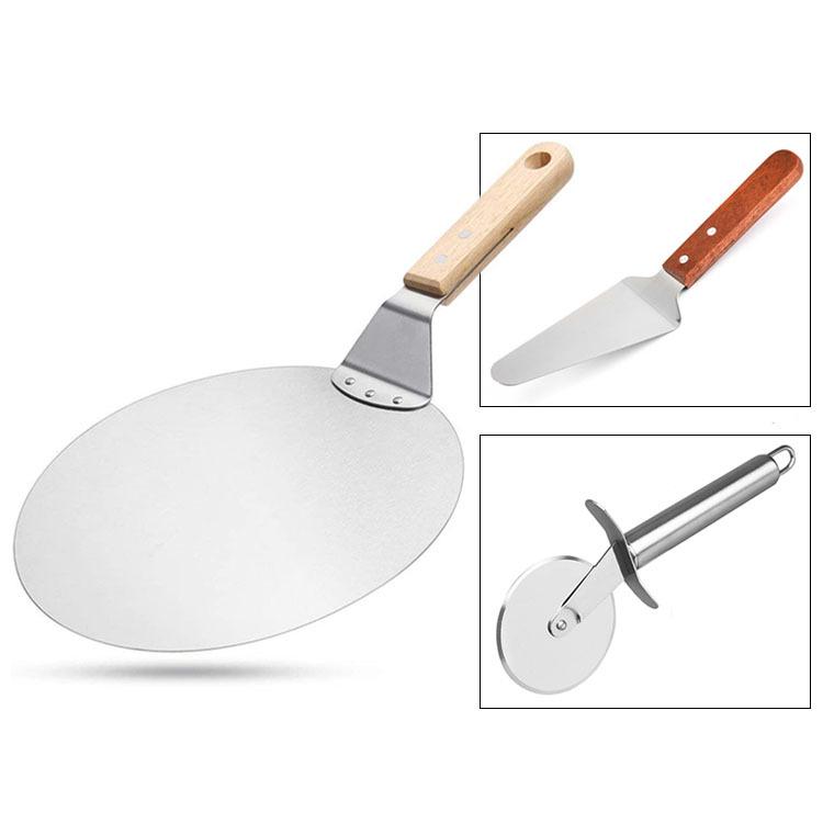 Baking Tools: Wooden Handle Pizza Peel, Stainless Steel Wheel Cutter, Cake Spatula - 3-Piece Set
Baking Tools: Wooden Handle Pizza Peel, Stainless Steel Wheel Cutter, Cake Spatula - 3-Piece Set