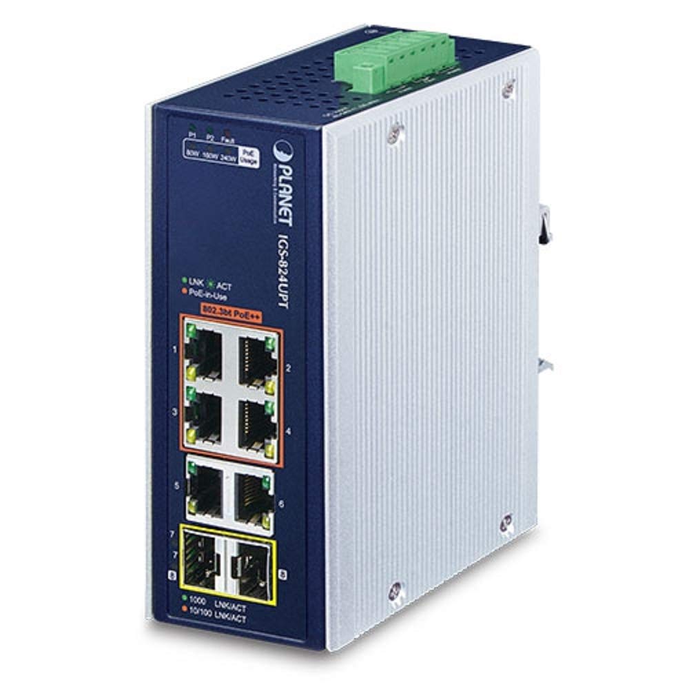 Pot SFP Gigabit Ethernet Switch IGS-824UPT_Industrial 4-port 10/100/1000T 802.3bt + 2-Port 10/100/1000T + 2-Port 100/1000X чорний
Pot SFP Gigabit Ethernet Switch IGS-824UPT_Industrial 4-port 10/100/1000T 802.3bt + 2-Port 10/100/1000T + 2-Port 100/1000X чорний