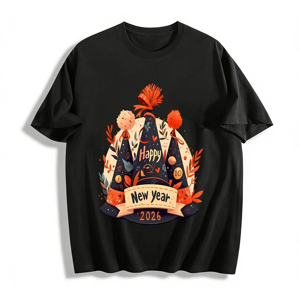 2026 Happy New Year Party Hat Graphic Casual Top Pure cotton T-shirt XXS
2026 Happy New Year Party Hat Graphic Casual Top Pure cotton T-shirt XXS