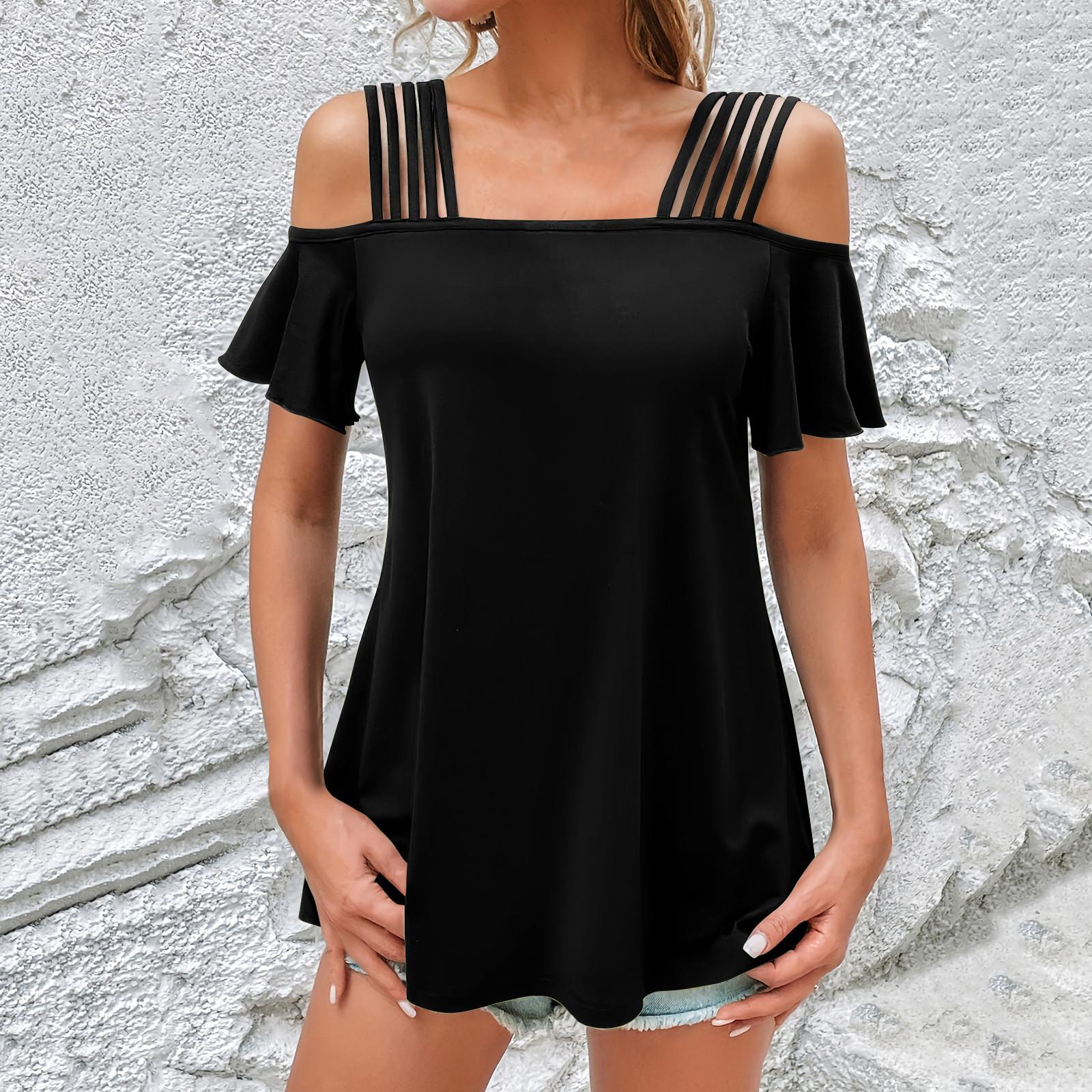 Женские топы, рубашки с короткими рукавами, воротник-бато, свободные повседневные рубашки, однотонные футболки с рюшами на рукавах с принтом M чёрный
Женские топы, рубашки с короткими рукавами, воротник-бато, свободные повседневные рубашки, однотонные футболки с рюшами на рукавах с принтом M чёрный