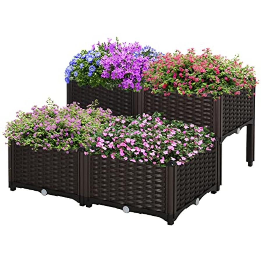 4 Piece Raised Garden Bed with Legs Planter Box Brown for Growing Flowers Herbs Vegetables Durable Wood Design with Elevated Su United States
4 Piece Raised Garden Bed with Legs Planter Box Brown for Growing Flowers Herbs Vegetables Durable Wood Design with Elevated Su United States