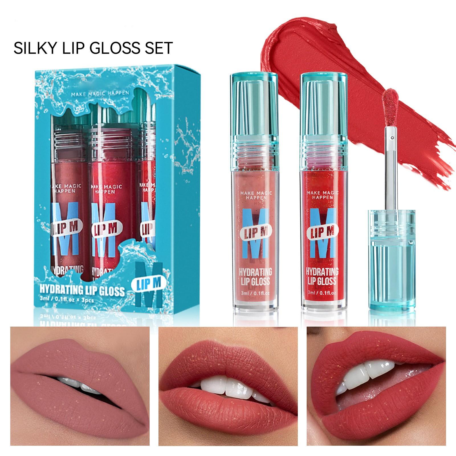 Hydrating Lip Gloss Set Of 3 Pieces, Long-lasting Color, Non-stick Cup, Instantly Lips,3ml*3/box, One Size
Hydrating Lip Gloss Set Of 3 Pieces, Long-lasting Color, Non-stick Cup, Instantly Lips,3ml*3/box, One Size