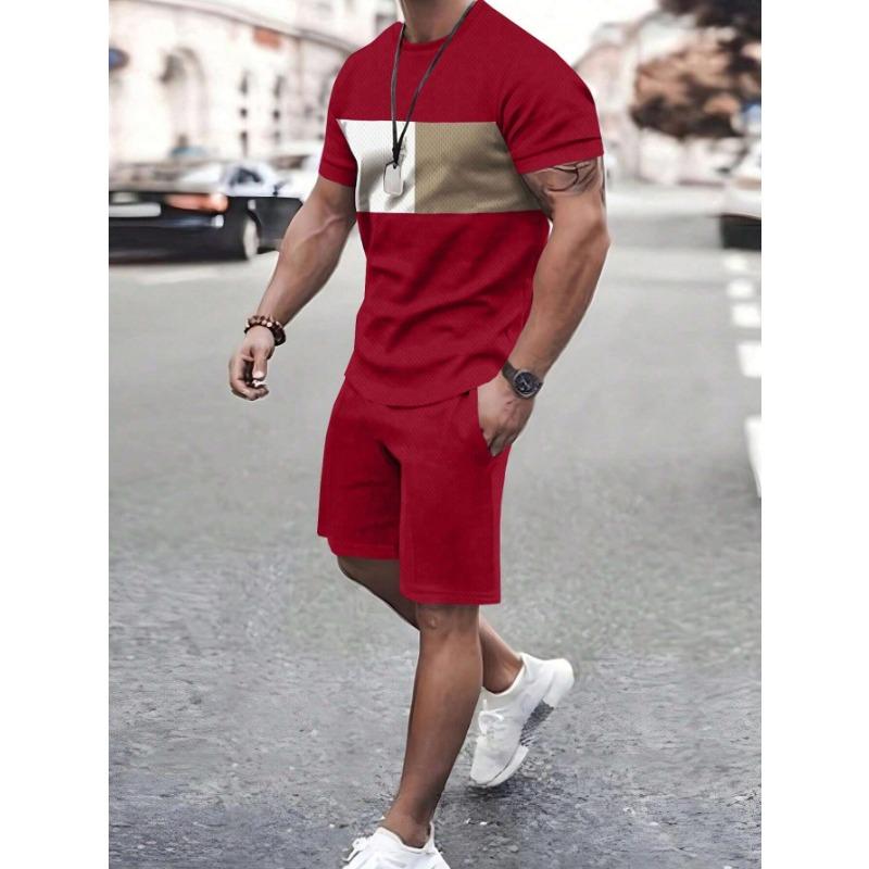 2025 Summer New Fashionable and Handsome Casual Short Sleeve Round Neck Color Blocked T-shirt, Summer Men s Shorts Lightweight S
2025 Summer New Fashionable and Handsome Casual Short Sleeve Round Neck Color Blocked T-shirt, Summer Men s Shorts Lightweight S