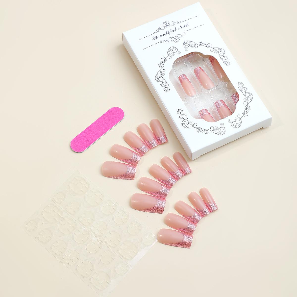 Hot-Selling Pink Glitter French Manicure Long False Nail Tips
Hot-Selling Pink Glitter French Manicure Long False Nail Tips