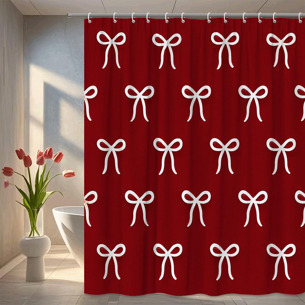 Elegant Red And White Bow Pattern Shower Curtain Waterproof Mildew Resistant Easy To Install For Bathroom Decor Non-Toxic W60H190(CM)-1 Pcs
Elegant Red And White Bow Pattern Shower Curtain Waterproof Mildew Resistant Easy To Install For Bathroom Decor Non-Toxic W60H190(CM)-1 Pcs