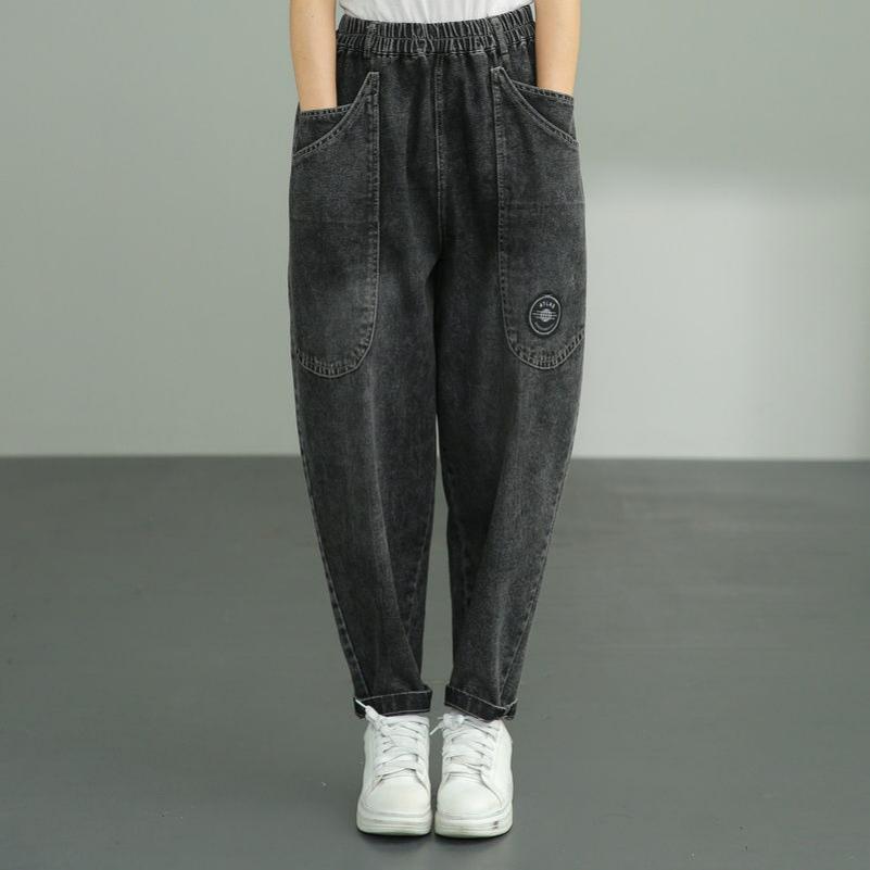 Summer and Autumn Harem Pants Washed Jeans Loose Tight Waist Solid Color Patch Large Pocket Casual Trousers Women S чорний
Summer and Autumn Harem Pants Washed Jeans Loose Tight Waist Solid Color Patch Large Pocket Casual Trousers Women S чорний