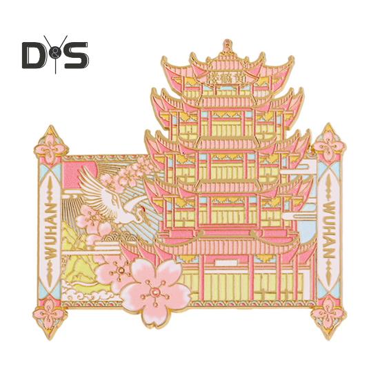 Желтая башня журавлей магнит на холодильник 3D достопримечательность Ухань здание в китайском стиле магнитное украшение на холодильник домашний офис кухонный шкафчик орнамент разноцветный