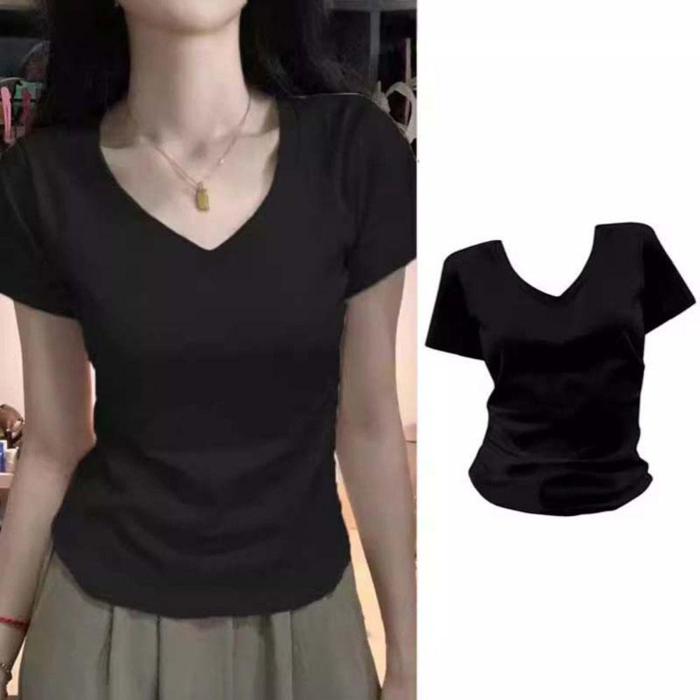 Korean Style Short Sleeve T-shirt Pullover V-neck Basic Tees Shirts Thin Y2K Crop Top Women Girls S белый
Korean Style Short Sleeve T-shirt Pullover V-neck Basic Tees Shirts Thin Y2K Crop Top Women Girls S белый