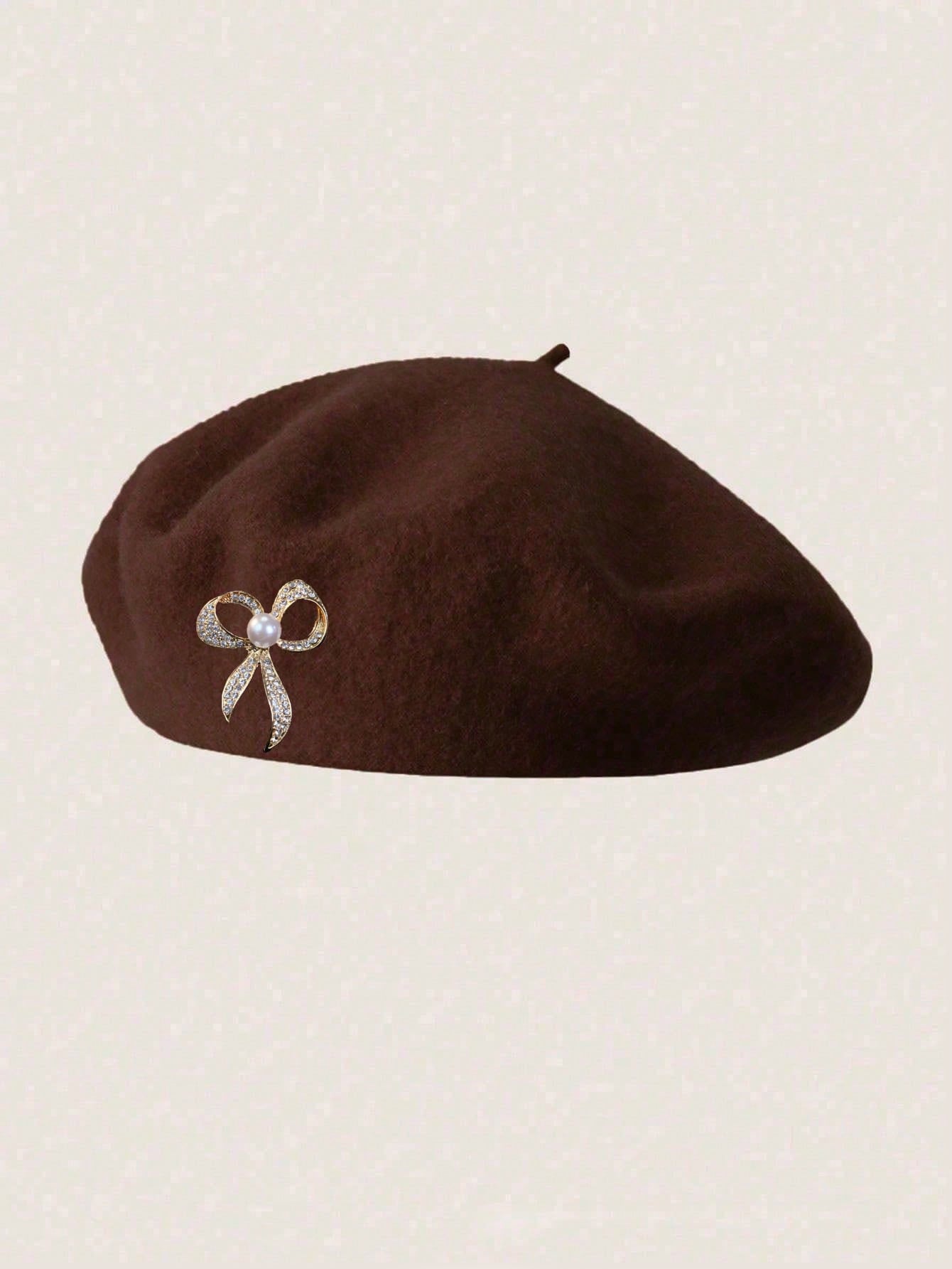 French Style Beret Hat Women Pearl Bow Solid Color Woolen Cap коричневый
French Style Beret Hat Women Pearl Bow Solid Color Woolen Cap коричневый