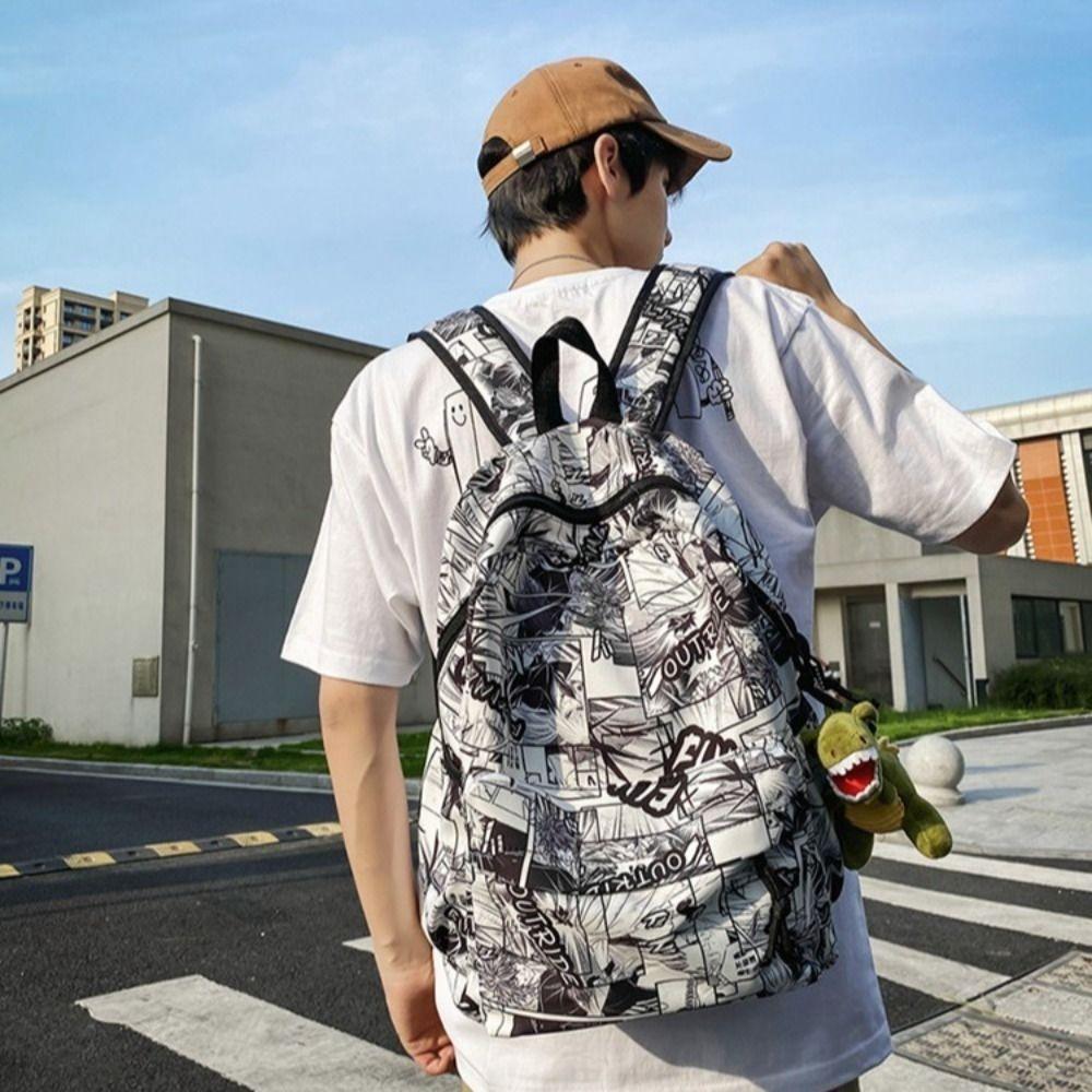 Black Large Capacity Backpack Nylon Cartoon Print Bag Leisure Graffiti School Bag Teenage Style 2
Black Large Capacity Backpack Nylon Cartoon Print Bag Leisure Graffiti School Bag Teenage Style 2