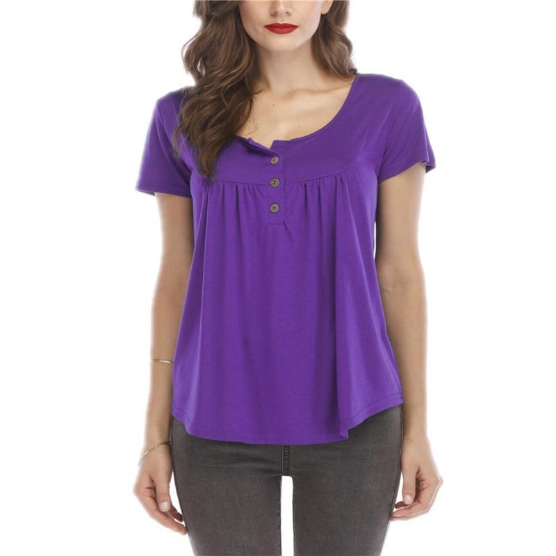 Women Multicolor V Neck Button Decor Short Sleeve Pleated Loose Tunic Blouse S фиолетовый
Women Multicolor V Neck Button Decor Short Sleeve Pleated Loose Tunic Blouse S фиолетовый