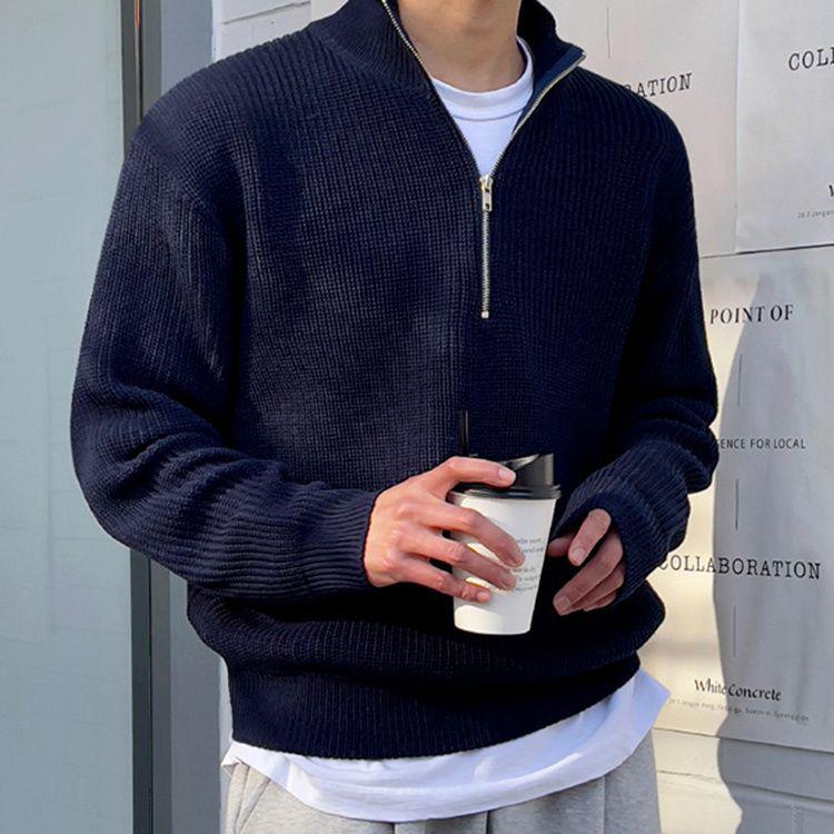 Korean Half-Zip Hooded Sweater: Autumn/Winter Solid Color Knitwear, Casual Loose Fit Outerwear S (70-80 jin)
Korean Half-Zip Hooded Sweater: Autumn/Winter Solid Color Knitwear, Casual Loose Fit Outerwear S (70-80 jin)