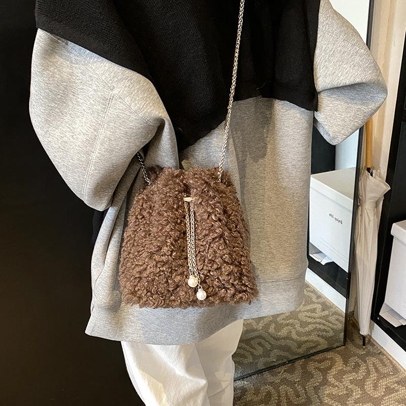 Сумка-ведро Mao Mao, женская сумка-цепочка в стиле ретро, модная сумка-ремень для ежедневного использования на работу и обратно темно-коричневого