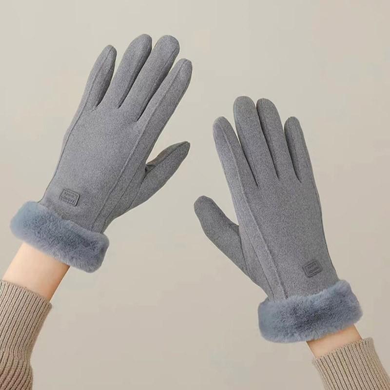 Новые женские осенне-зимние теплые перчатки с сенсорным экраном из мохнатого вельвета, ветрозащитные, с утолщенным плюшем, для катания на открытом воздухе, многоцветные, универсальные average size