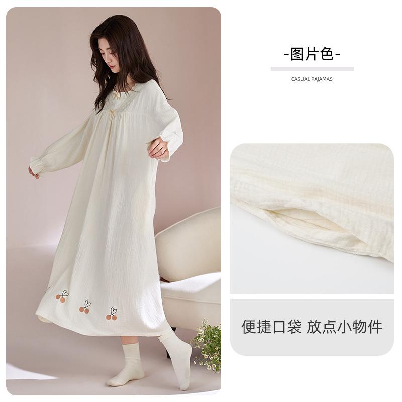 Ночная сорочка женская из чистого хлопка, марлевая, с длинными рукавами, милая, с цветочным принтом, весенне-осенняя, средней длины и длинная, домашняя одежда 2XL
Ночная сорочка женская из чистого хлопка, марлевая, с длинными рукавами, милая, с цветочным принтом, весенне-осенняя, средней длины и длинная, домашняя одежда 2XL