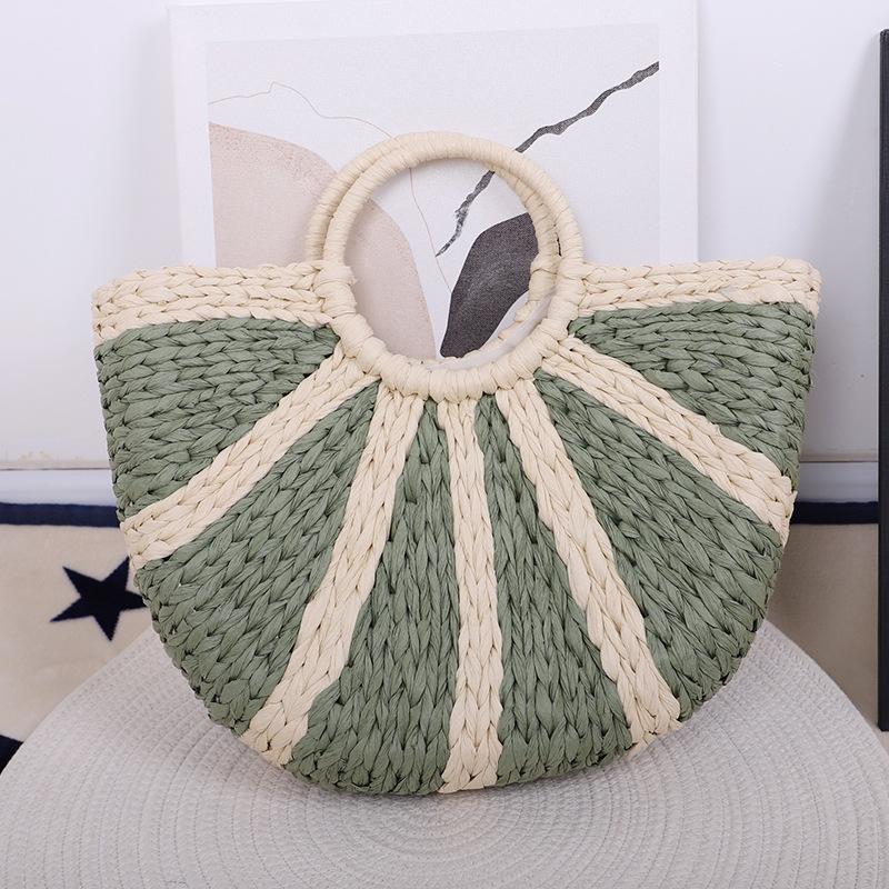 Bohemian Woven Women s Handbag Summer Half Round Straw Beach Bags Round Handle Female Tote Bag Handmade Contrast Shoulder Bag
Bohemian Woven Women s Handbag Summer Half Round Straw Beach Bags Round Handle Female Tote Bag Handmade Contrast Shoulder Bag