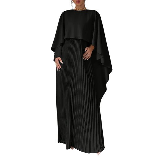 Women s Pleated Flowy Maxi Dress Split Cape Sleeve Formal Wedding Guest Dress Cocktail Evening Party Long Dress S чорний
Women s Pleated Flowy Maxi Dress Split Cape Sleeve Formal Wedding Guest Dress Cocktail Evening Party Long Dress S чорний