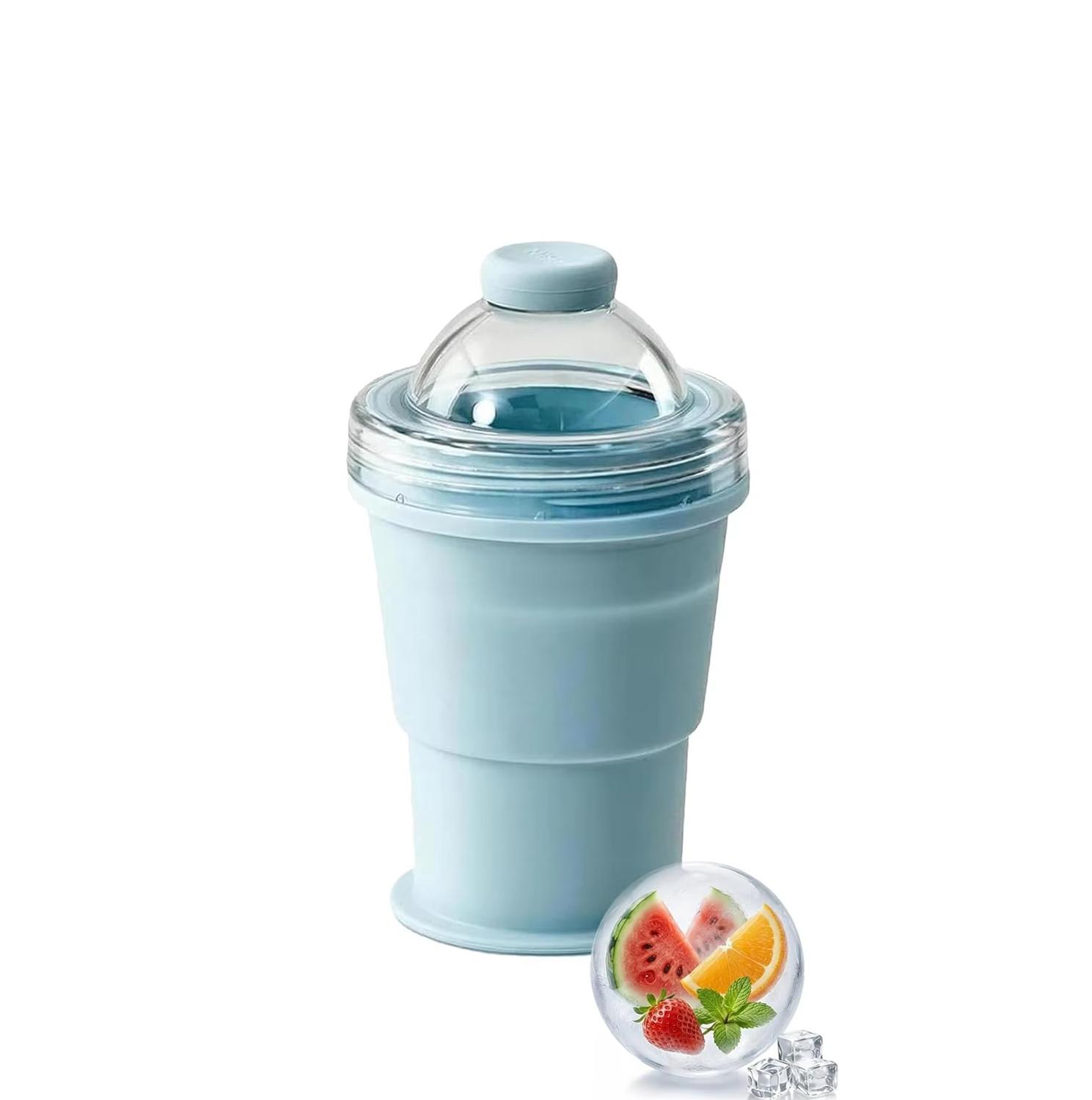 2-in-1 Collapsible Silicone Ice Ball Cup Reusable Portable Ice Sphere Mold with Straw Lid for Coffee Juice Drinks
2-in-1 Collapsible Silicone Ice Ball Cup Reusable Portable Ice Sphere Mold with Straw Lid for Coffee Juice Drinks