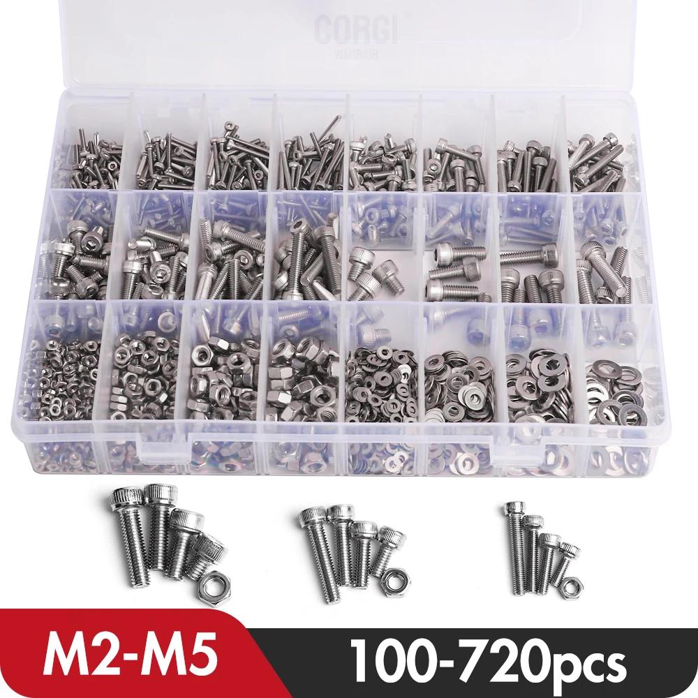 100-720 Hex Socket Head Cap Machine Screws Kit M2 M2.5 M3 M4 M5 Stainless Steel 304 wholesale Allen Bolts Nuts Assortment Set
100-720 Hex Socket Head Cap Machine Screws Kit M2 M2.5 M3 M4 M5 Stainless Steel 304 wholesale Allen Bolts Nuts Assortment Set