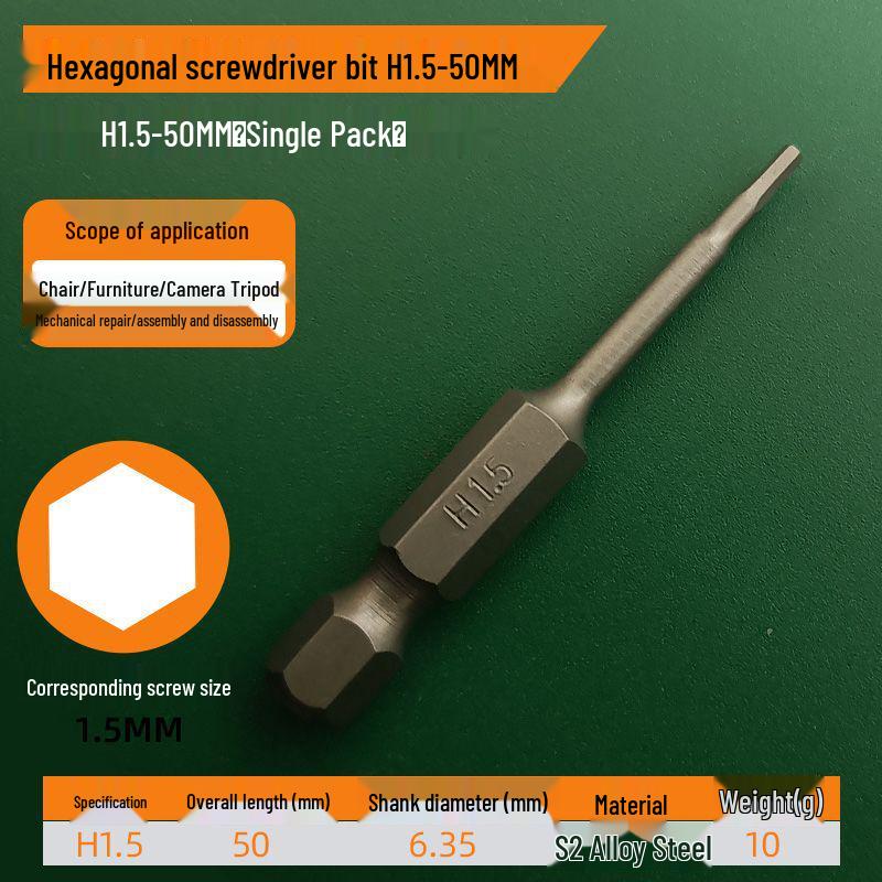S2 Strong Magnetic Hex Socket Bit - High Strength, Shock Resistant for Hand Drills and Electric Screwdrivers
S2 Strong Magnetic Hex Socket Bit - High Strength, Shock Resistant for Hand Drills and Electric Screwdrivers