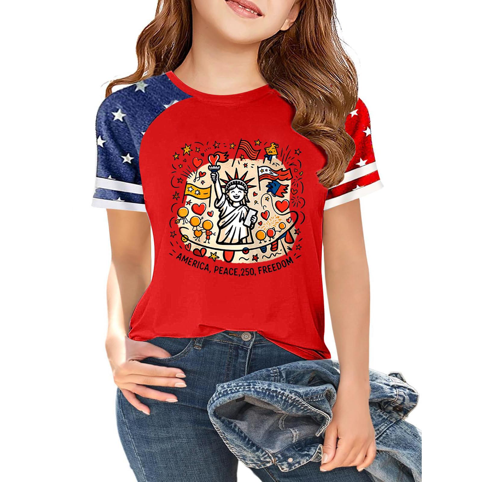 Kids Independence Day Graphic T-Shirt Short Sleeve Crew Neck Casual Tee with Patriotic Print and Star Pattern Sleeves for Boys and Girls 120
Kids Independence Day Graphic T-Shirt Short Sleeve Crew Neck Casual Tee with Patriotic Print and Star Pattern Sleeves for Boys and Girls 120