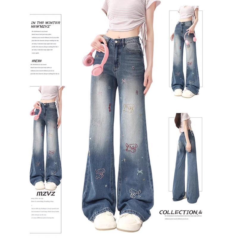 Plus Size High Waist Cartoon Embroidery Wide Leg Jeans for Women - Retro American Style, Spring/Fall S
Plus Size High Waist Cartoon Embroidery Wide Leg Jeans for Women - Retro American Style, Spring/Fall S