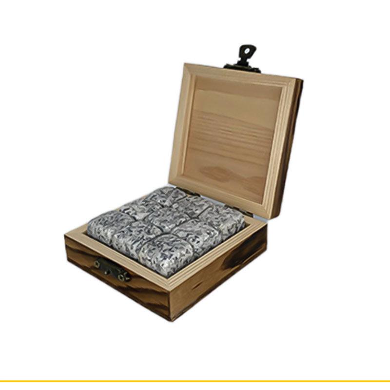 Whiskey Stones & Ice Cubes Set: 9-Piece Chilling Kit in Small Wooden Box
Whiskey Stones & Ice Cubes Set: 9-Piece Chilling Kit in Small Wooden Box