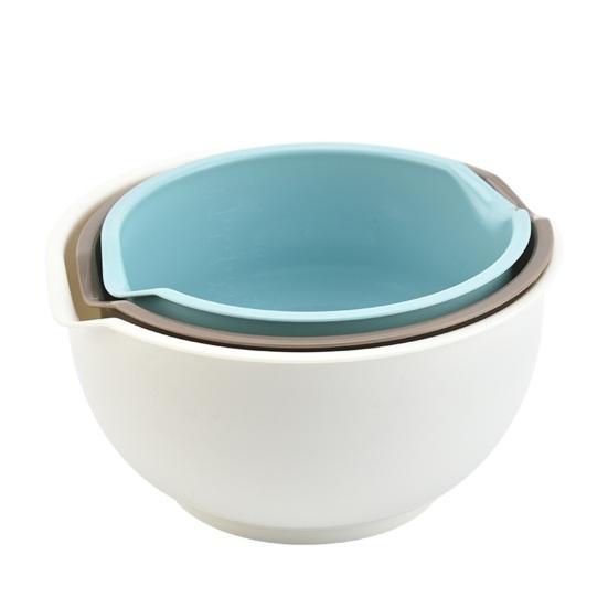 3 шт. Салатница пищевая, экономит место, высокая емкость, дренажная насадка, защита от падения, креативный красочный поднос для фруктов, миска для смешивания, кухонные принадлежности 3pcs