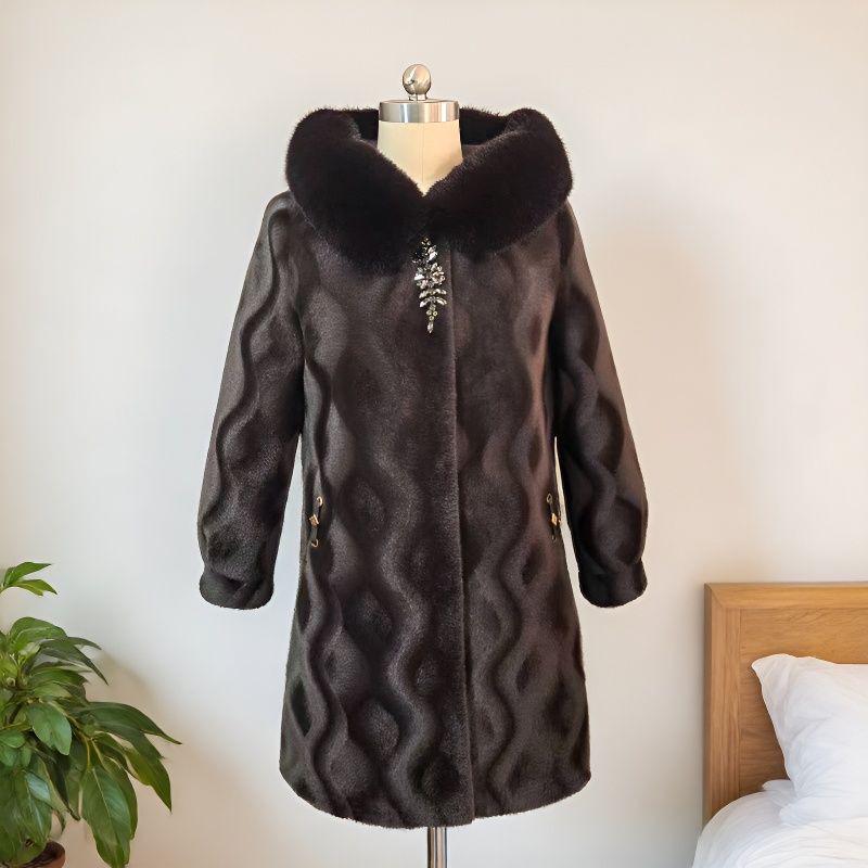 2026 Faux Mink Fur Hooded Coat for Middle-Aged & Elderly Women, Warm & Thickened, Mid-Length, Cinched Waist Outerwear. XXL коричневий
2026 Faux Mink Fur Hooded Coat for Middle-Aged & Elderly Women, Warm & Thickened, Mid-Length, Cinched Waist Outerwear. XXL коричневий