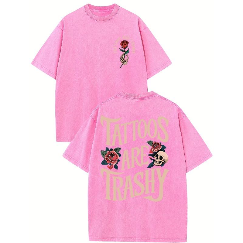 European Size Tattoos Are Trashy Vintage Washed High Quality Cotton Patterned T-Shirt Old Summer Clothing Drop Shoulder Sleeve Round Neck Tops L рожевий
European Size Tattoos Are Trashy Vintage Washed High Quality Cotton Patterned T-Shirt Old Summer Clothing Drop Shoulder Sleeve Round Neck Tops L рожевий