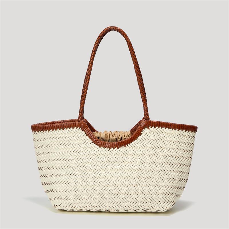 French Retro Woven Handbag With Lining Genuine Leather Handmade Woven Basket Ins Simple Style Women Shoulder Bag Underarm Bags 38x13x20cm
French Retro Woven Handbag With Lining Genuine Leather Handmade Woven Basket Ins Simple Style Women Shoulder Bag Underarm Bags 38x13x20cm