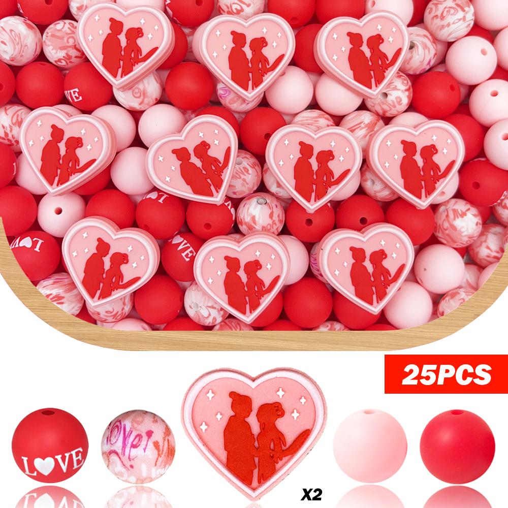25PCS Valentine s Day Red Heart Silicone Bead Set, perfect for DIY handmade crafts such as keychains, necklaces, bracelets, etc
25PCS Valentine s Day Red Heart Silicone Bead Set, perfect for DIY handmade crafts such as keychains, necklaces, bracelets, etc