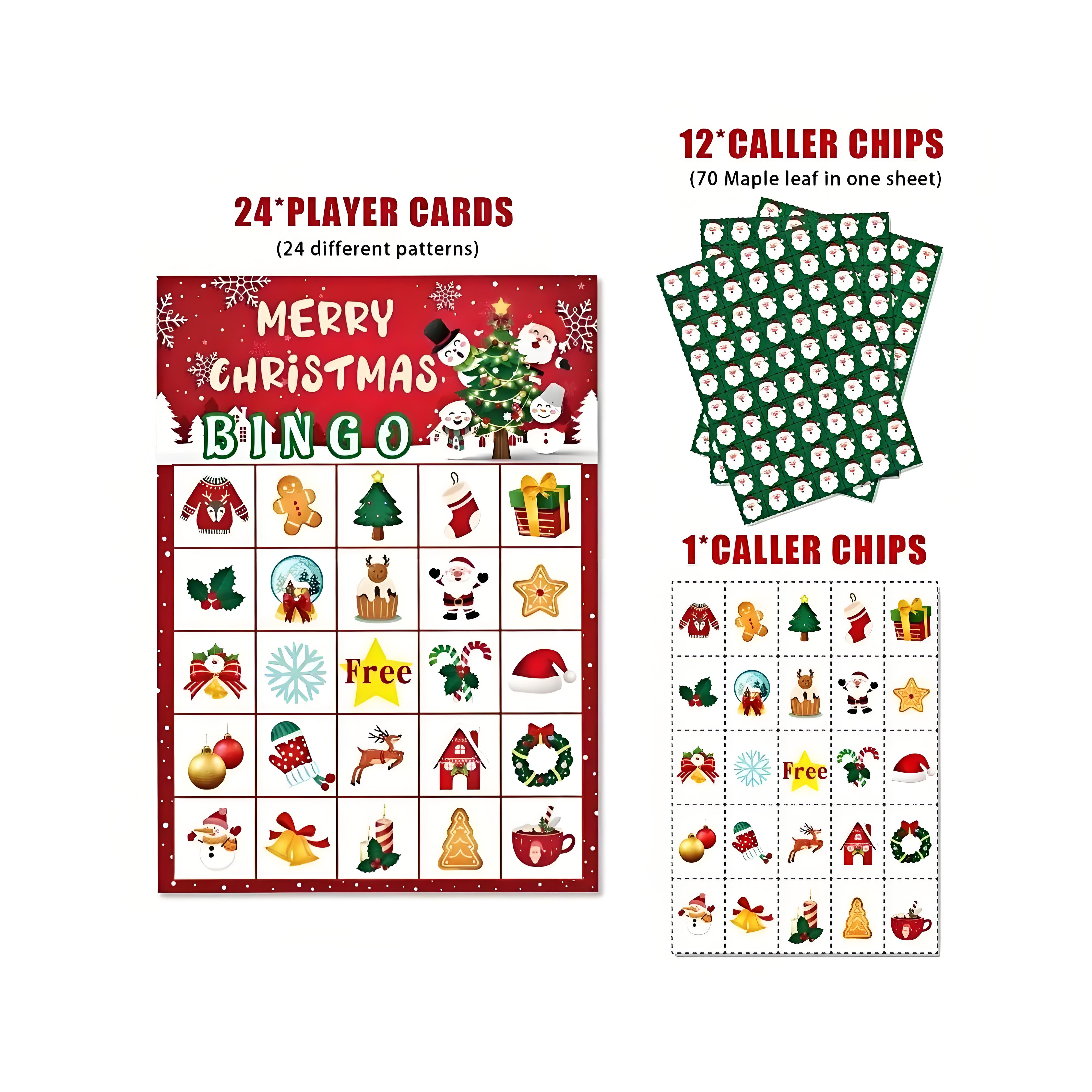 Festive Christmas Bingo Game Cards, 24-Piece Holiday Party Set with Reusable Boards - Family Fun for Xmas & New Year Celebration червоний
Festive Christmas Bingo Game Cards, 24-Piece Holiday Party Set with Reusable Boards - Family Fun for Xmas & New Year Celebration червоний