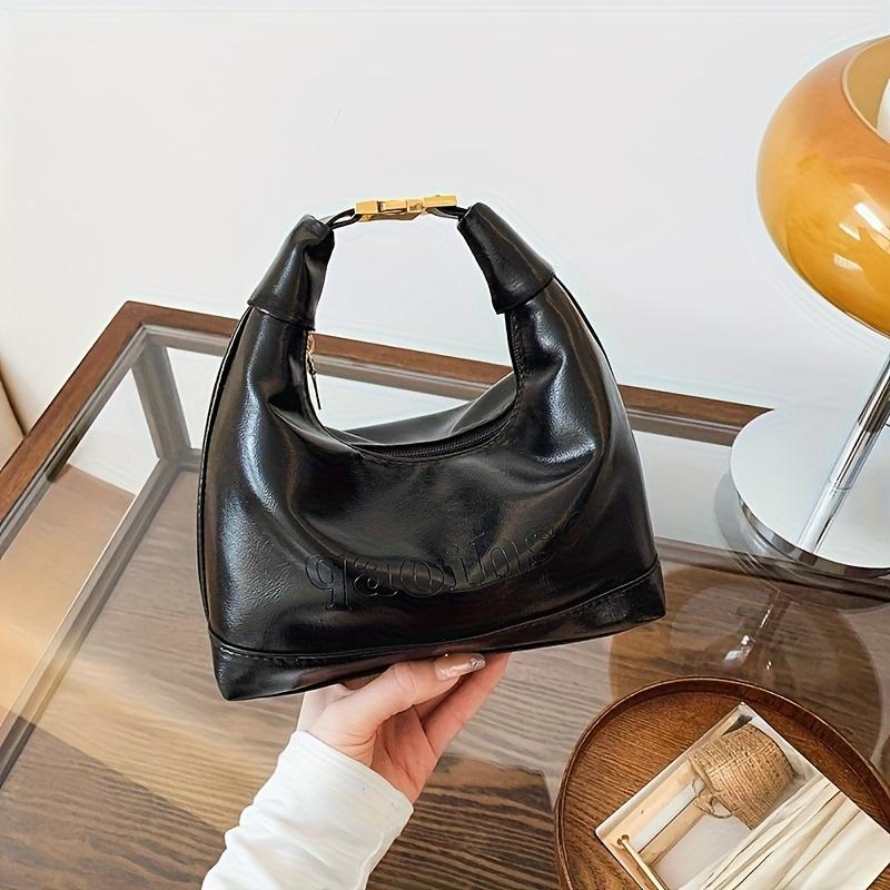 Винтажная женская повседневная сумка-тоут большой вместимости - трансформируемая сумка через плечо и сумка для ношения в руке, искусственная экокожа, застежка-молния, для ежедневного использования чёрный