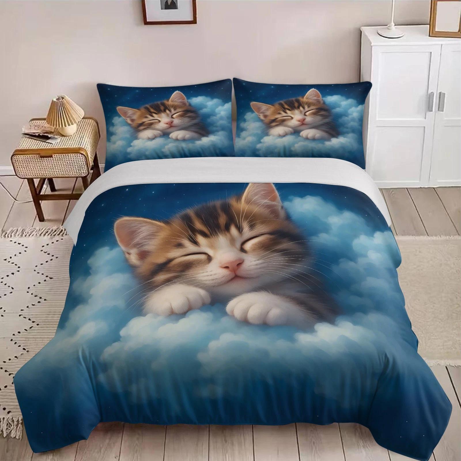 Dreamy Sleeping Kitten Bedding Set, Starry Cloud Duvet Cover Set, Cozy Home Textile, Perfect Gift for Cat Lovers Baby 100x135cm
Dreamy Sleeping Kitten Bedding Set, Starry Cloud Duvet Cover Set, Cozy Home Textile, Perfect Gift for Cat Lovers Baby 100x135cm