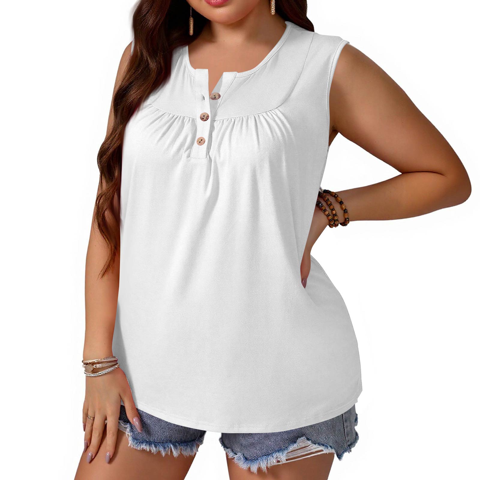 Women s Plus-Size Fashionable Sleeveless Tank Top With Bow Tie And Buttons XL білий
Women s Plus-Size Fashionable Sleeveless Tank Top With Bow Tie And Buttons XL білий