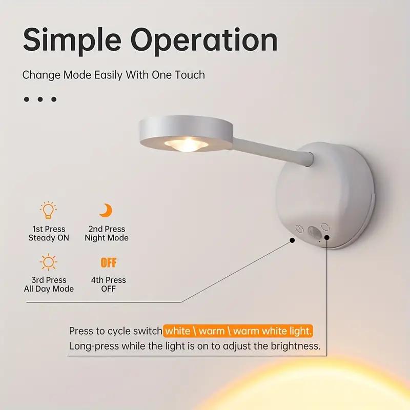 1pc Human Body Induction Wall Painting Spotlight Rechargeable Adjustable Brightness Three Light Colors Easy Installation білий
1pc Human Body Induction Wall Painting Spotlight Rechargeable Adjustable Brightness Three Light Colors Easy Installation білий