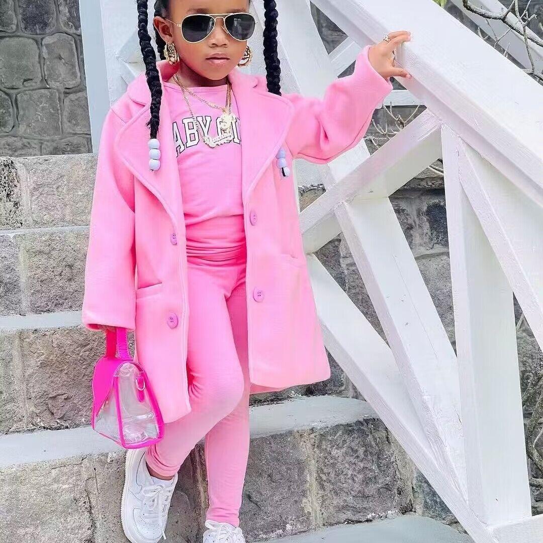 Пальто с отложным воротником для девочек и топ с длинными рукавами и брюками, комплект из 3 предметов, повседневная детская одежда 90cm розовый
Пальто с отложным воротником для девочек и топ с длинными рукавами и брюками, комплект из 3 предметов, повседневная детская одежда 90cm розовый