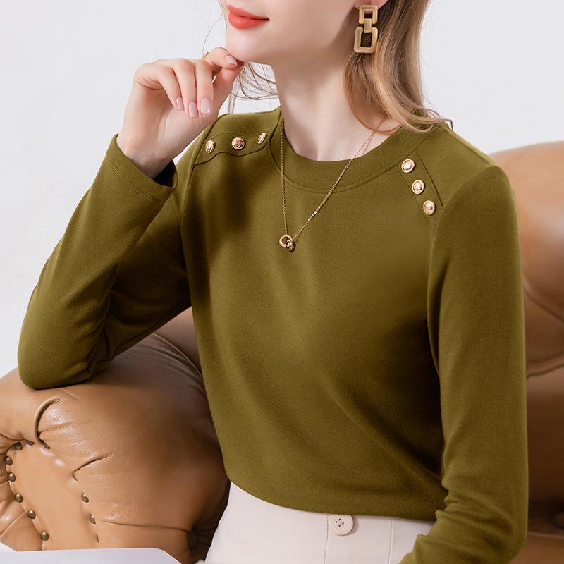 Button design imitation cashmere bottoming shirt women s round neck summer wear new women s wear slim t-shirt women s top XXXL
Button design imitation cashmere bottoming shirt women s round neck summer wear new women s wear slim t-shirt women s top XXXL